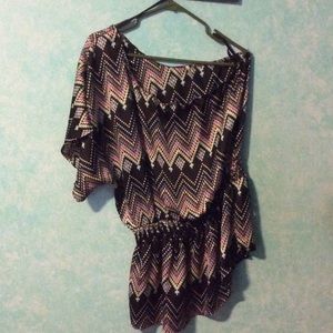 Multi colored one shoulder blouse