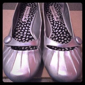 Silver slip on flats