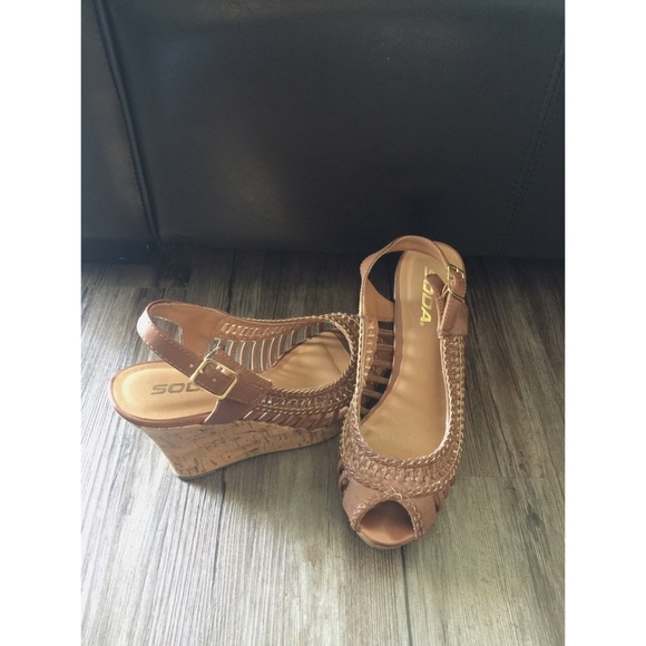 Brown Peep Toe Wedge