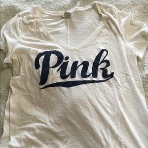 PINK v-neck tee size L