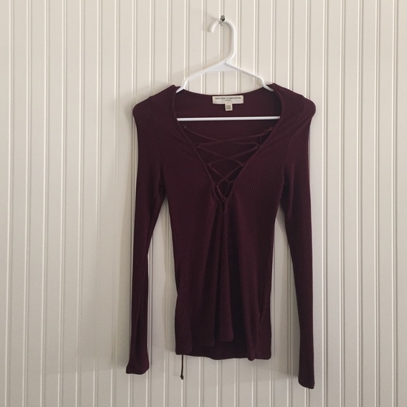 Tie Up Maroon Long Sleeve