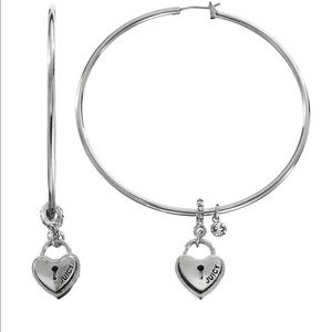 Juicy Couture Heart Lock Hoop Earrings.