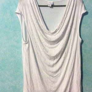 Jaclyn Smith white blouse with rhinestones