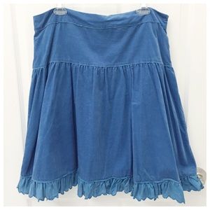 Anthropologie Scalloped Hem Fine Corduroy Skirt