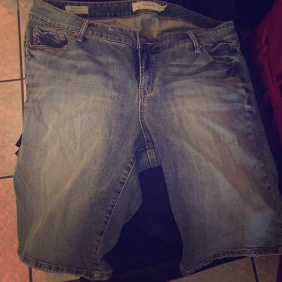 Plus size knee length denim shorts