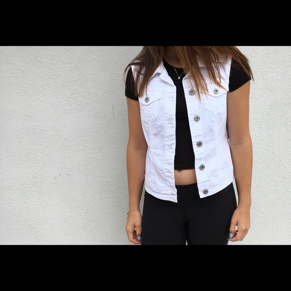 white jean vest