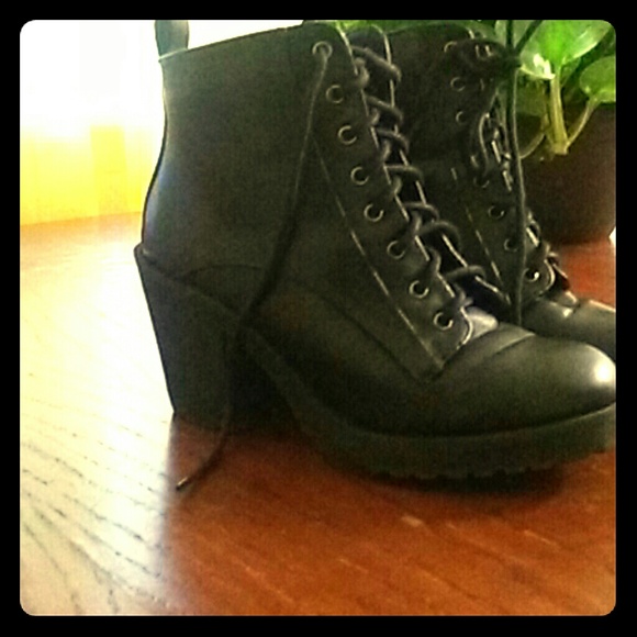Black laced boots.