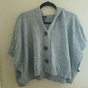 Hooded Short Sleeve Cardigan/Sweater