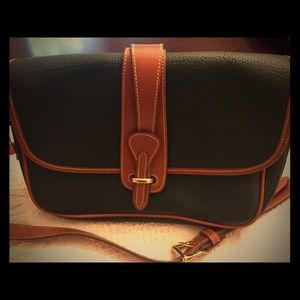 Dooney and Bourke green/tan equestrian bag