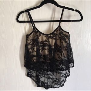 Black lace crop top