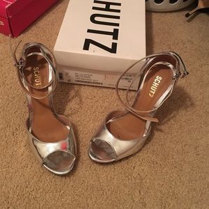 Schutz silver heels