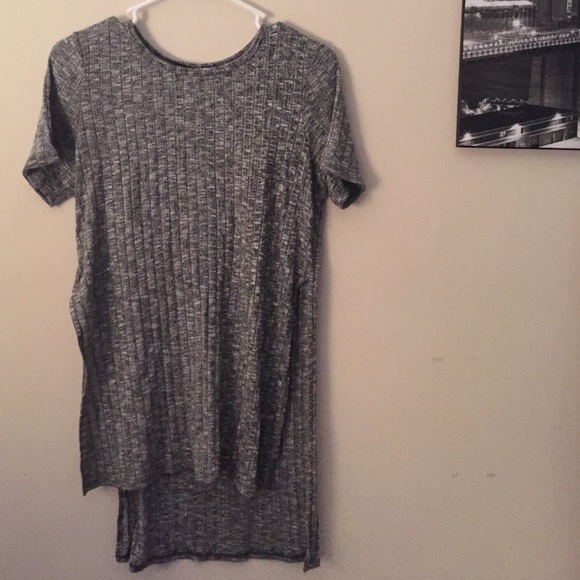high-low ribbed long tshirt