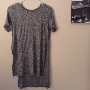 high-low ribbed long tshirt