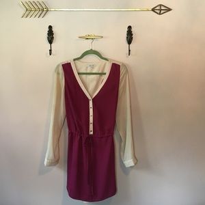 Maroon and Mid Length Tan Dress