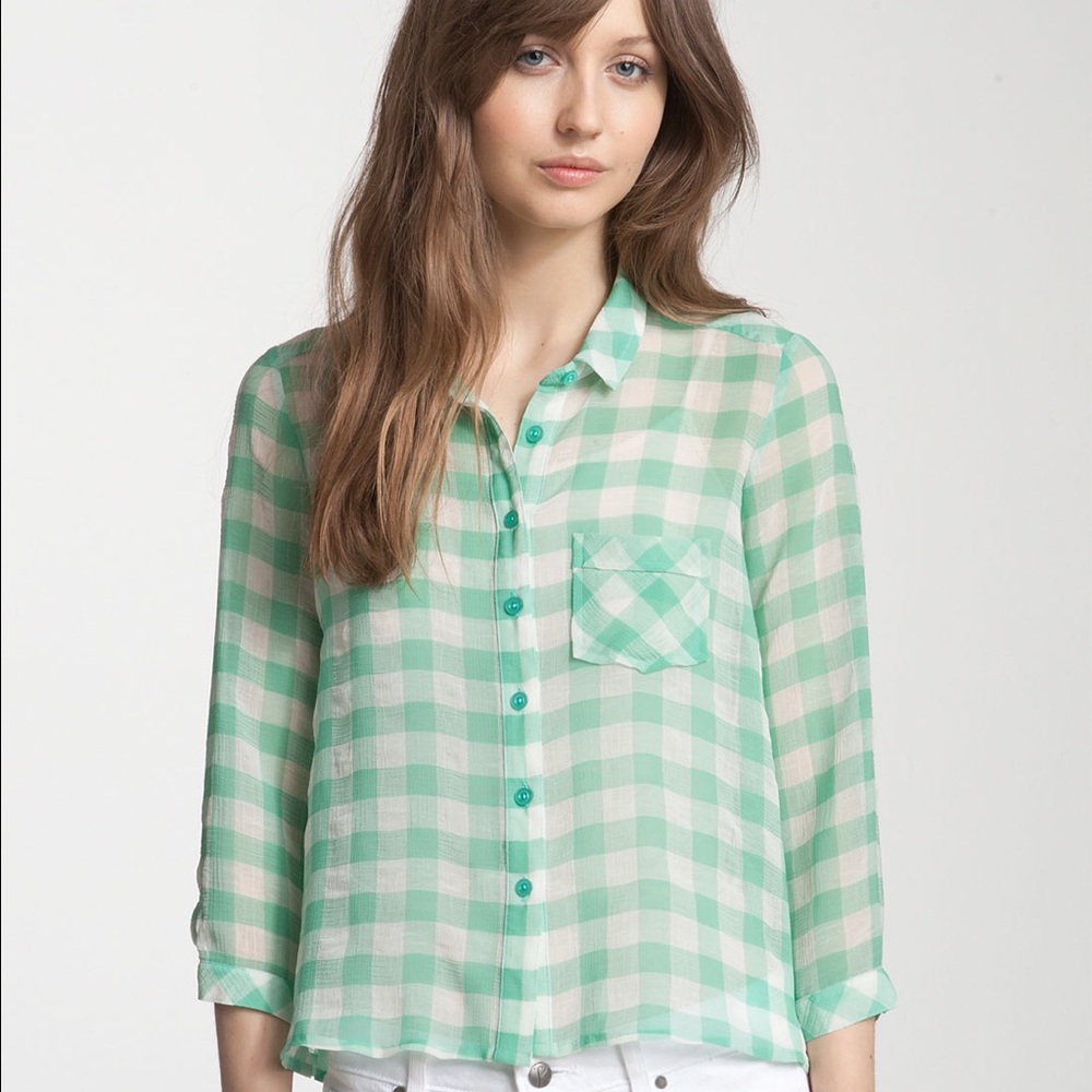 NWOT Free People checkered blouse