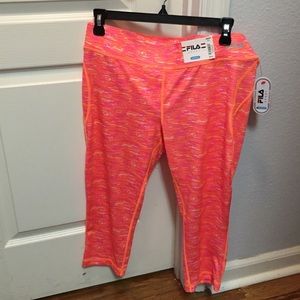 FILA Exercise Capris Large NWT Orange/Pink/White
