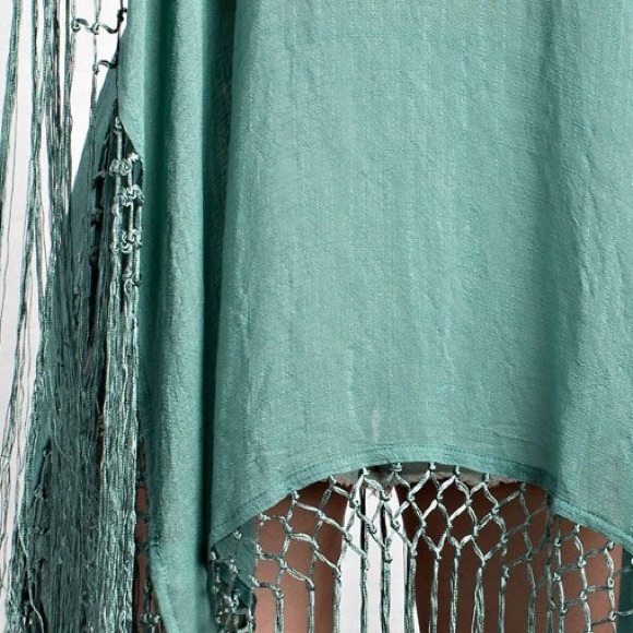 Solid Statement Fringe Poncho - Picture 2 of 2