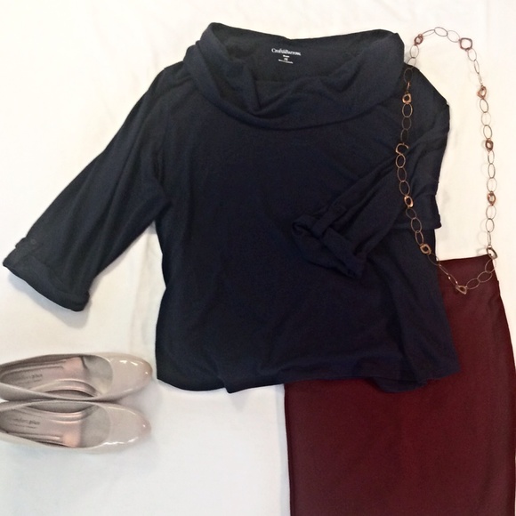 Croft & Barrow Navy Cowl Neck Top