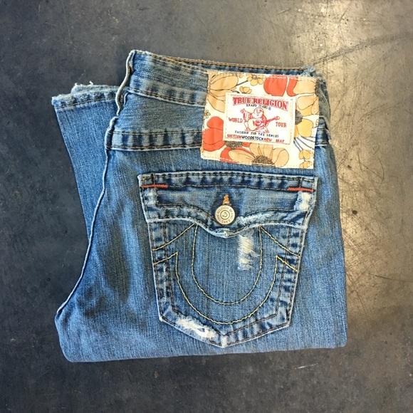 True Religion denim Jeans w/ patches / Never Worn