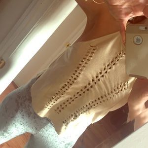 Boho suede cream colored tank top