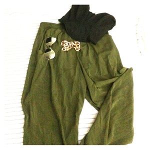 Olive green beach pants and loose pants