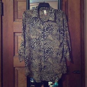 Sheer cheetah print shirt