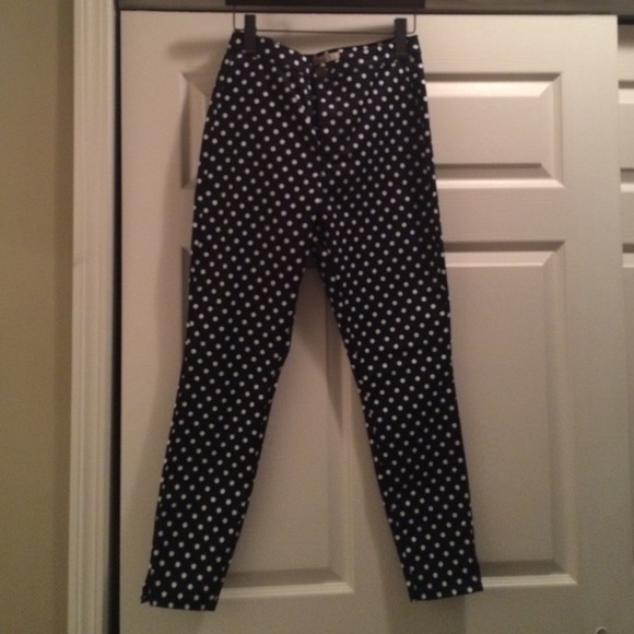 Black and white polka dot ankle pants