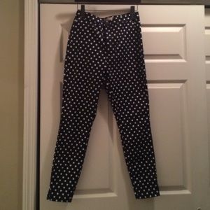 Black and white polka dot ankle pants