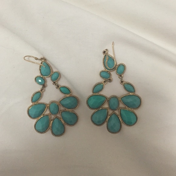 Turquoise and gold enamel earrings