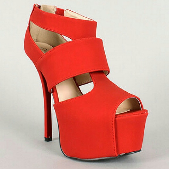 Platform red sandals Final sale - Picture 2 of 2