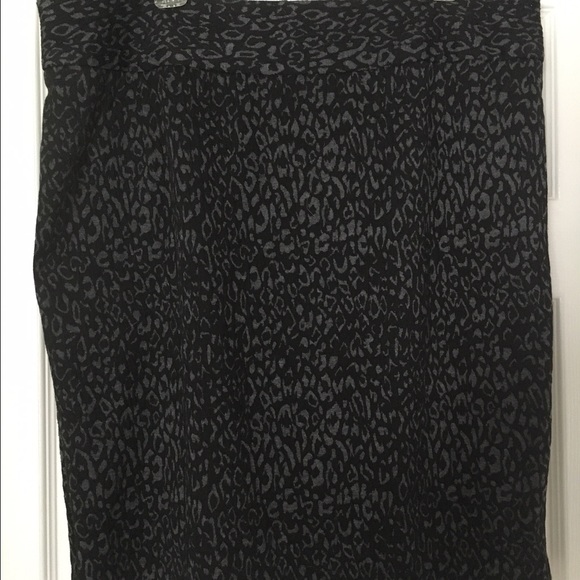 Black & Grey Leopard Print Pencil Skirt - Picture 1 of 3