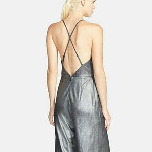ASTR Metallic Cross Back Jumpsuit