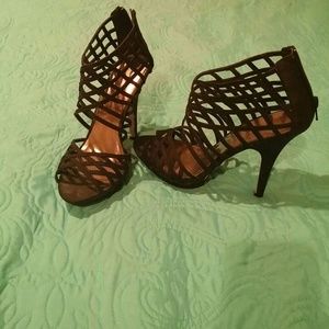 Nine West strappy black ankle booties