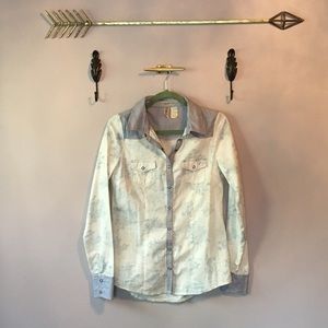 Floral Denim Button Up Long Sleeve