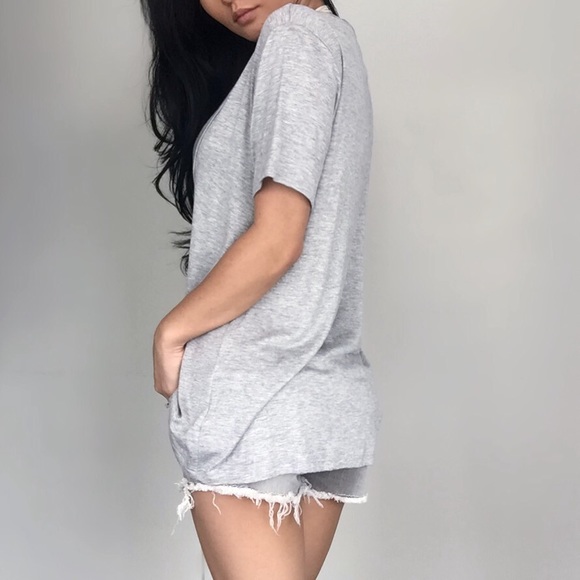 "Heather Gray Deep V T" - Picture 3 of 4