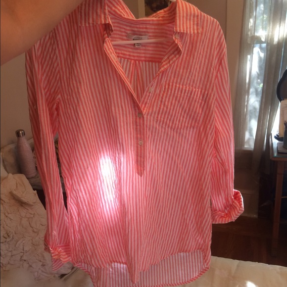 J crew pink stripe popover