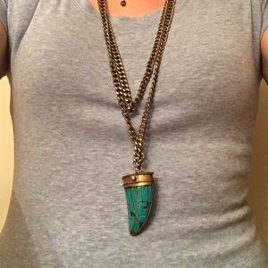 Turquoise Horn Chain Necklace