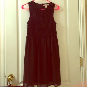 Flare black detailed dress
