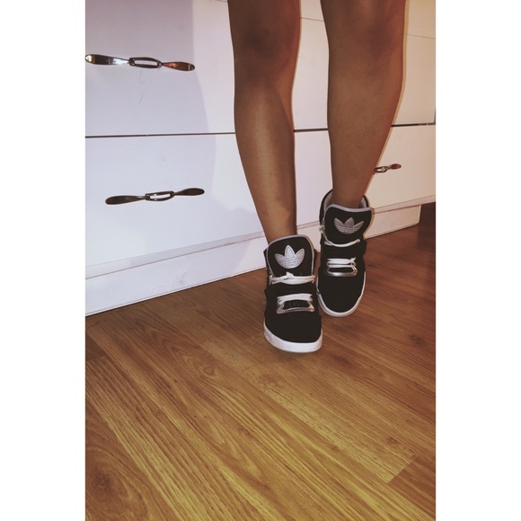 Black and white adidas sneakers