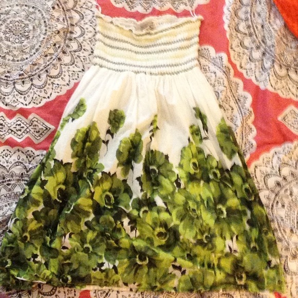 White and Green Floral Dress