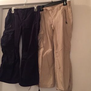 Express Cargo Navy Blue and Beige Cropped Capri's