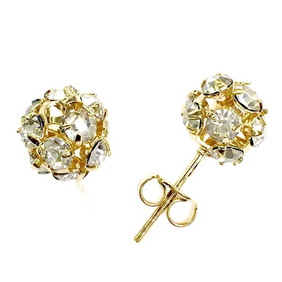 Cz Clear Crystals Sphere 18kts Goldfilled - Picture 1 of 1