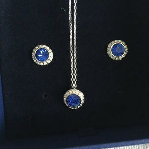 Swarovski sapphire and crystal earrings/necklace