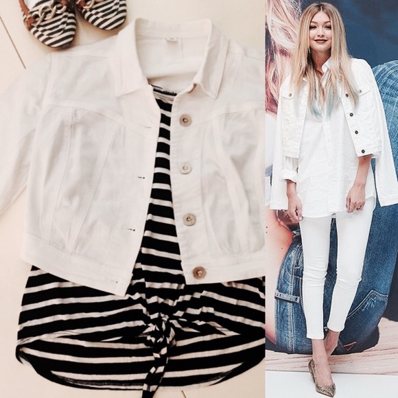 bershka white denim jacket