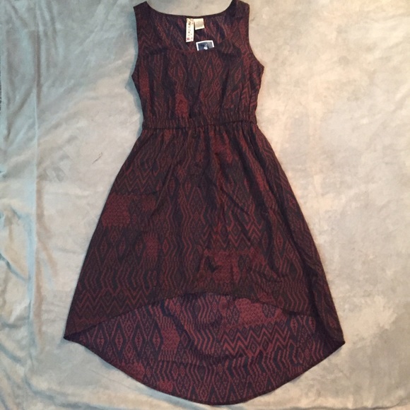Maroon printed high-low dress