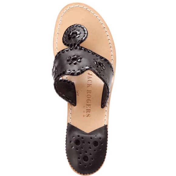 Jack Rogers Black Navajo Palm Flat Sandals