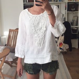 ZARA White blouse w/ crochet details