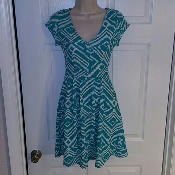 Turquoise and White Dress