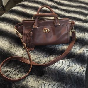 Brown faux leather handbag