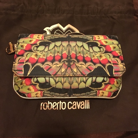 Roberto Cavalli authentic satin clutch